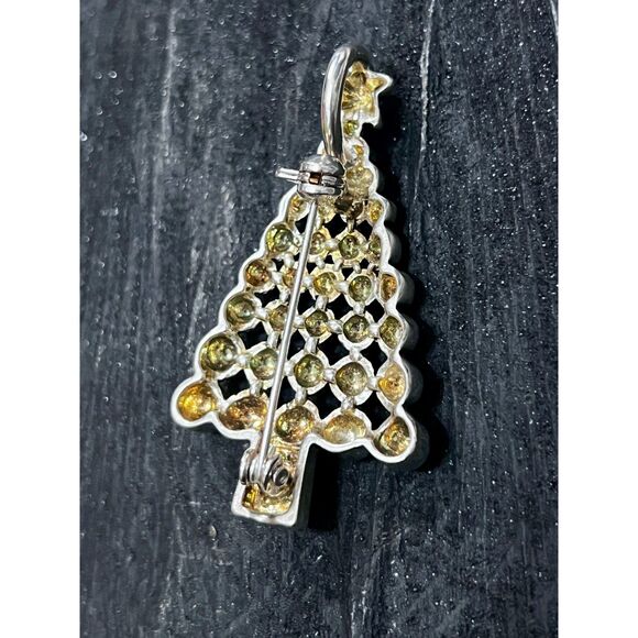 Vintage Silver Christmas Tree Pendant, Brooch, Ornament – Holiday Jewelry - Picture 4 of 5